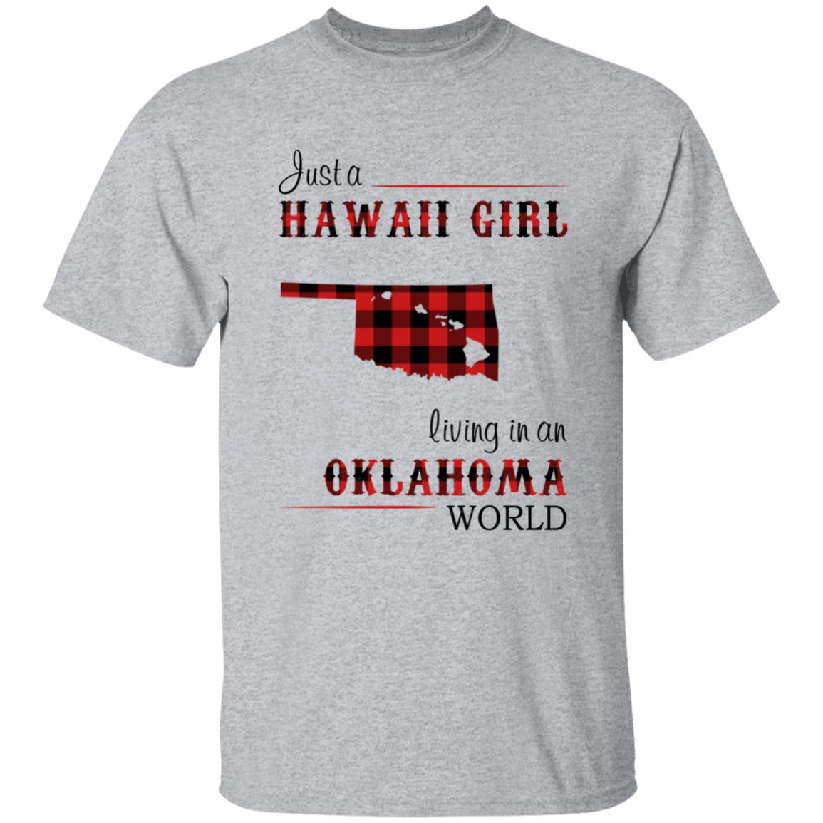 Just A Hawaii Girl Living In An Oklahoma World T-shirt - T-shirt Born Live Plaid Red Teezalo