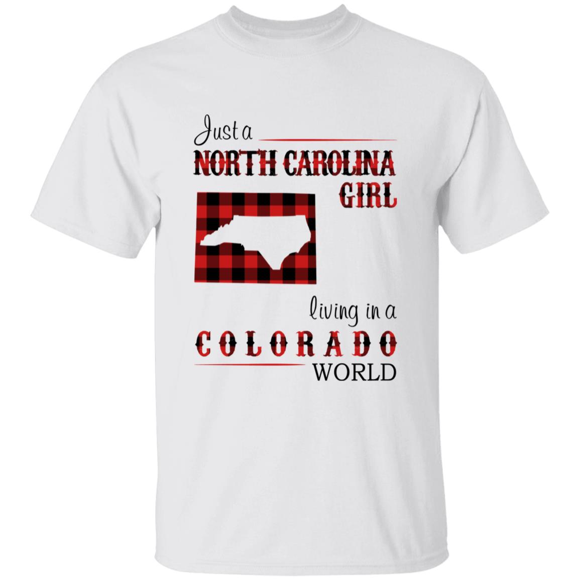 Just A North Carolina Girl Living In A Colorado World T-shirt - T-shirt Born Live Plaid Red Teezalo