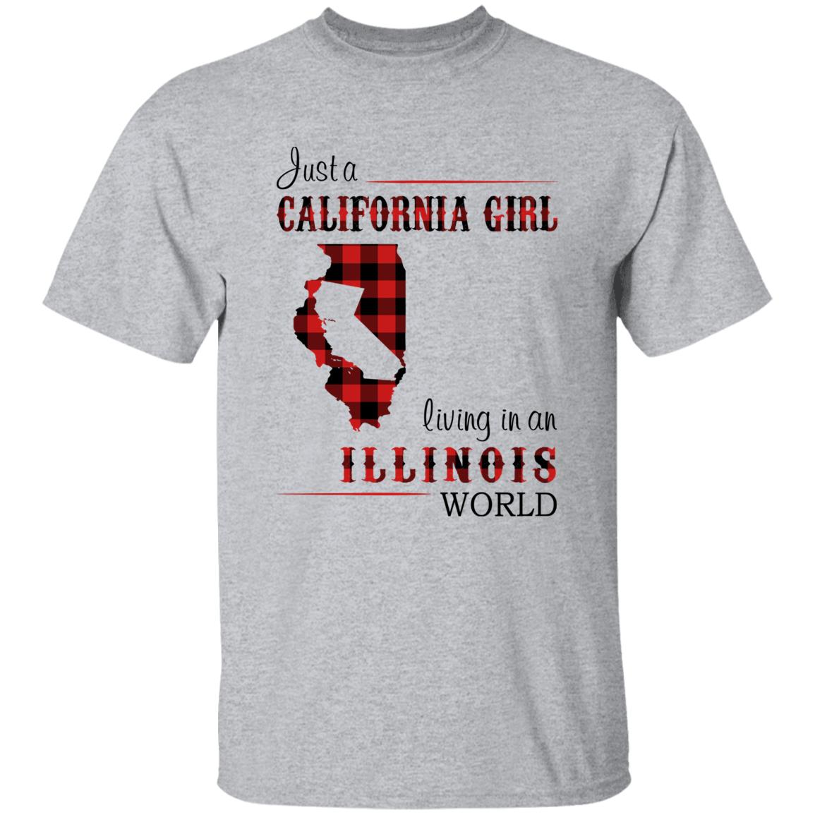 Just A California Girl Living In An Illinois World T-Shirt - T-shirt Born Live Plaid Red Teezalo