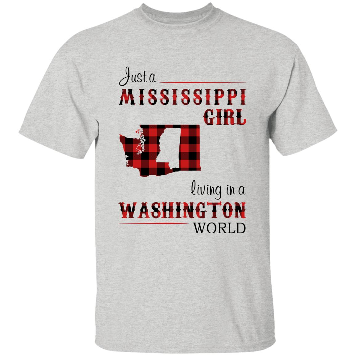 Just A Mississippi Girl Living In A Washington World T-shirt - T-shirt Born Live Plaid Red Teezalo