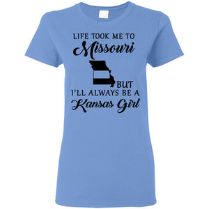 Life Took Me To Missouri Always Be A Kansas Girl V Neck T Shirt - T-shirt Teezalo