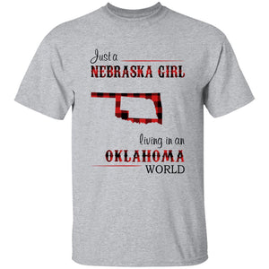 Just A Nebraska Girl Living In An Oklahoma World T-shirt - T-shirt Born Live Plaid Red Teezalo