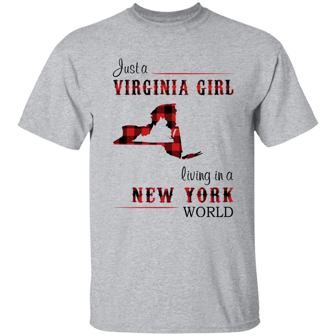 Just A Virginia Girl Living In A New York World T-shirt - T-shirt Born Live Plaid Red Teezalo