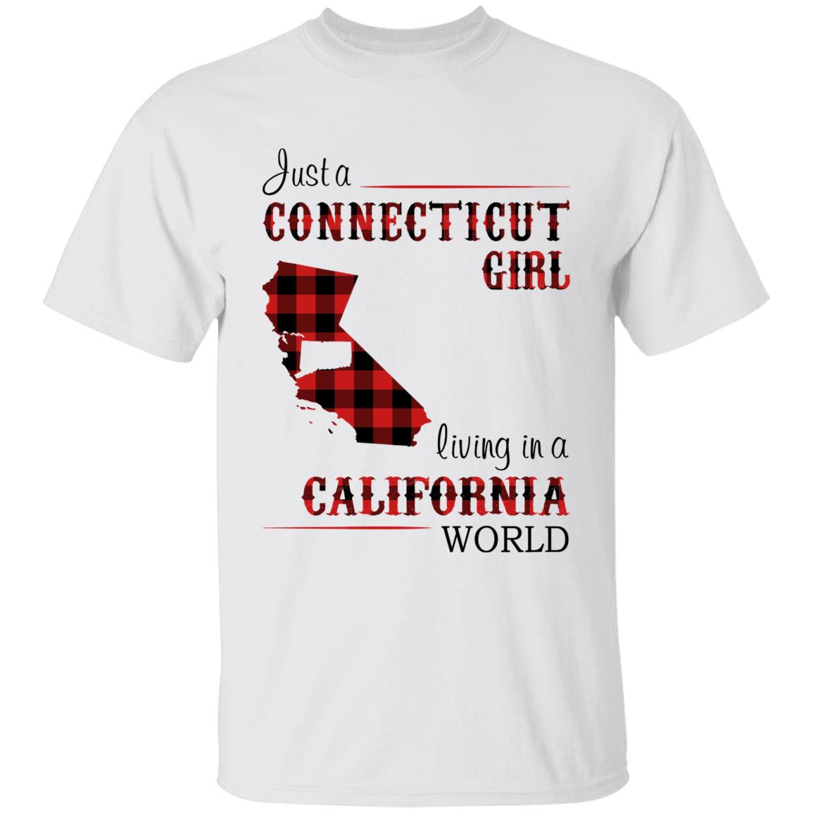Just A Connecticut Girl Living In A California World T-shirt - T-shirt Born Live Plaid Red Teezalo