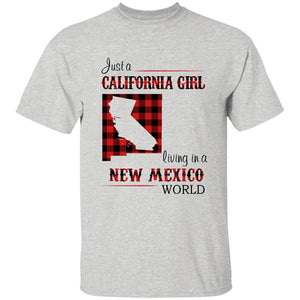 Just A California Girl Living In A New Mexico World T-Shirt - T-shirt Born Live Plaid Red Teezalo