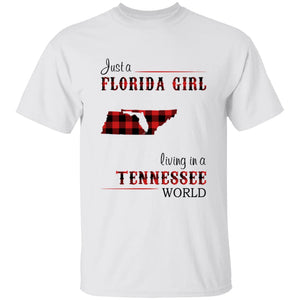 Just A Florida Girl Living In A Tennessee World T-shirt - T-shirt Born Live Plaid Red Teezalo