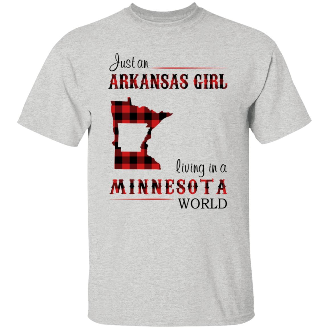 Just An Arkansas Girl Living In A Minnesota World T-shirt - T-shirt Born Live Plaid Red Teezalo