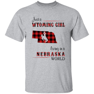 Just A Wyoming Girl Living In A Nebraska World T-shirt - T-shirt Born Live Plaid Red Teezalo