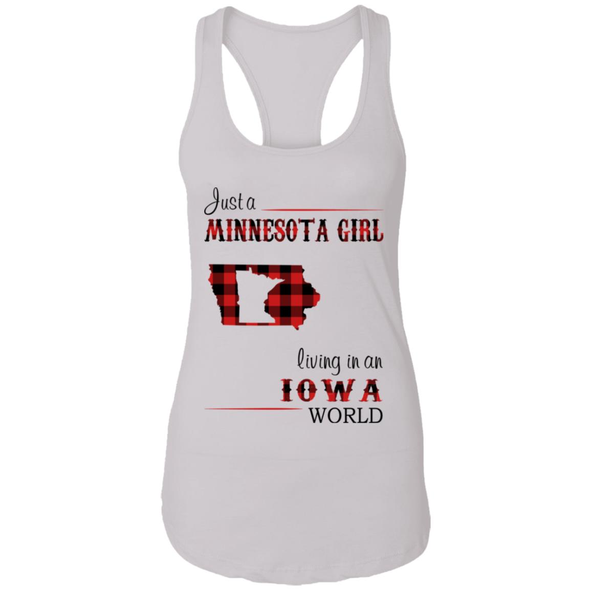Just A Minnesota Girl Living In An Iowa World T Shirt - T-shirt Teezalo