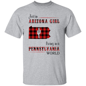 Just An Arizona Girl Living In A Pennsylvania World T-shirt - T-shirt Born Live Plaid Red Teezalo