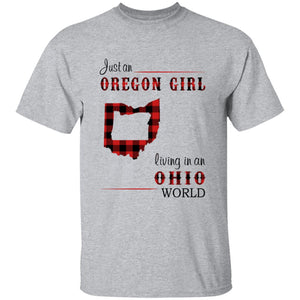 Just An Oregon Girl Living In An Ohio World T-shirt - T-shirt Born Live Plaid Red Teezalo