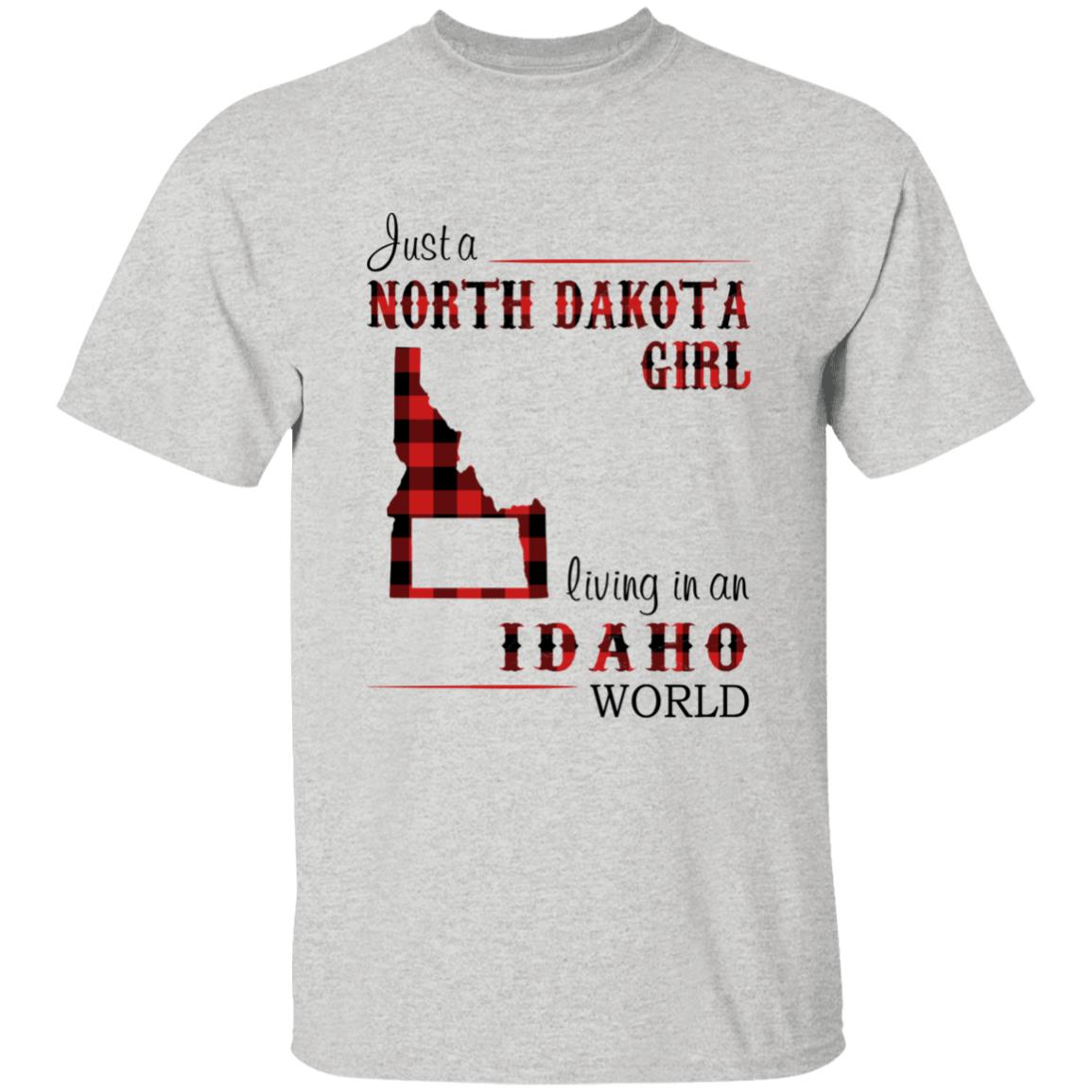 Just A North Dakota Girl Living In An Idaho World T-shirt - T-shirt Born Live Plaid Red Teezalo