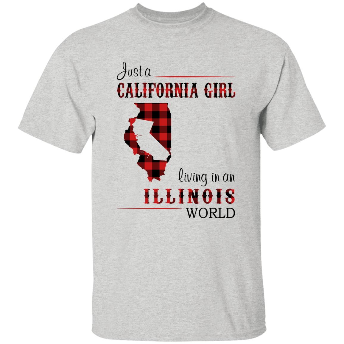 Just A California Girl Living In An Illinois World T-Shirt - T-shirt Born Live Plaid Red Teezalo