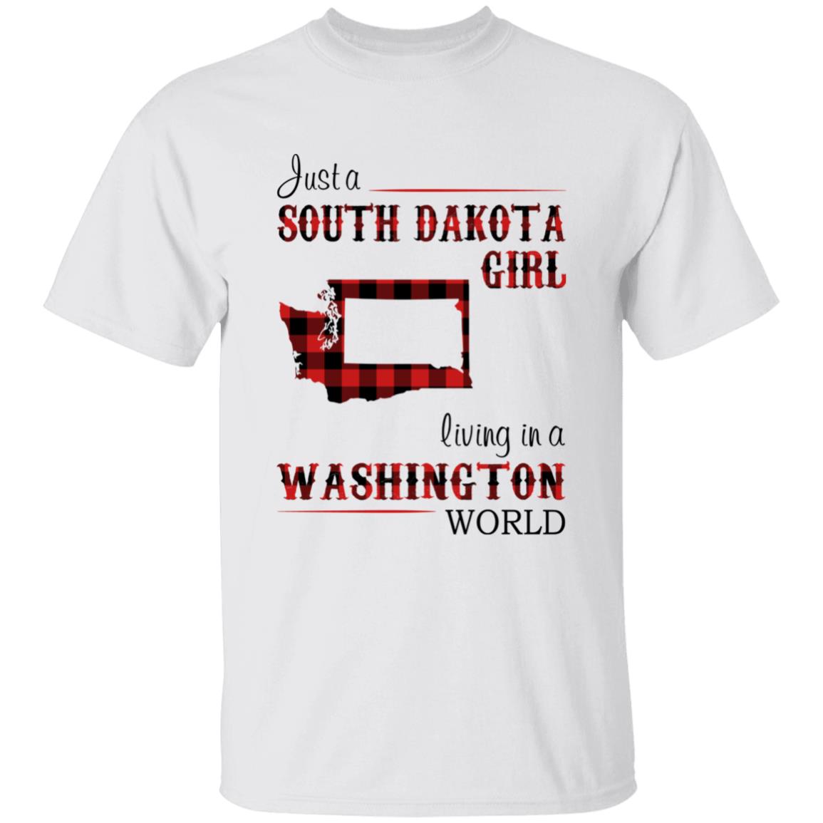 Just A South Dakota Girl Living In A Washington World T-shirt - T-shirt Born Live Plaid Red Teezalo