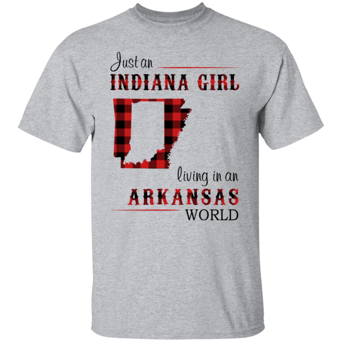 Just An Indiana Girl Living In An Arkansas World T- Shirt - T-shirt Born Live Plaid Red Teezalo