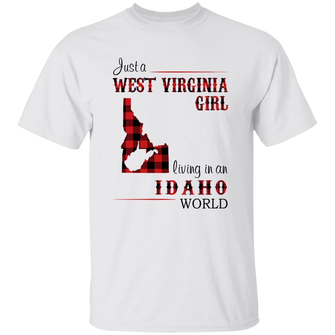 Just A West Virginia Girl Living In An Idaho World T-shirt - T-shirt Born Live Plaid Red Teezalo