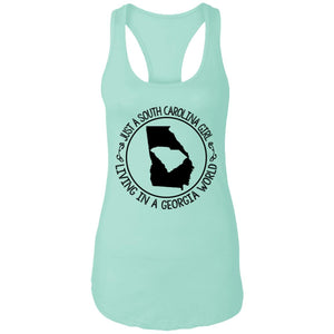 Just A South Carolina Girl Living In A Georgia World T-shirt - T-shirt Teezalo