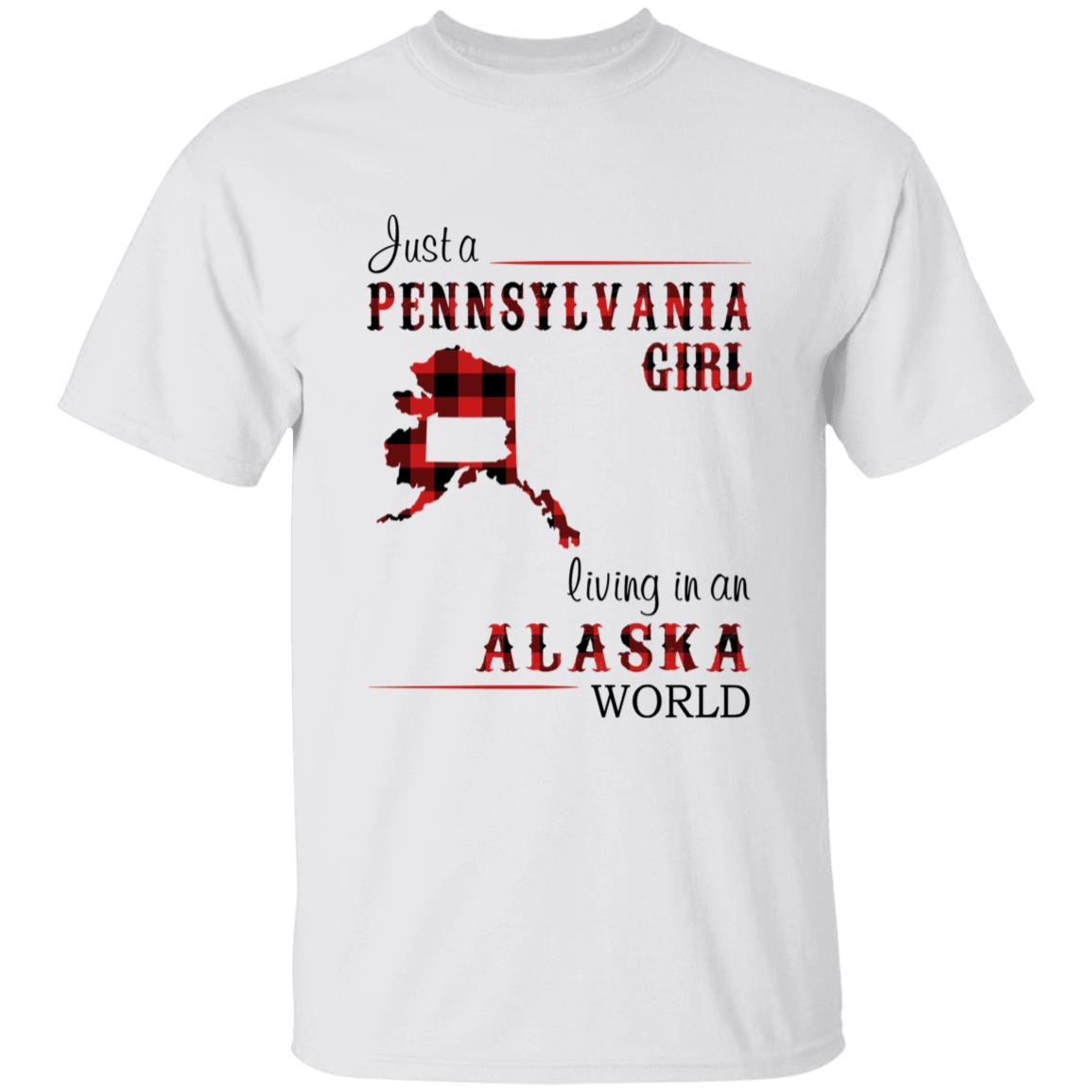 Just A Pennsylvania Girl Living In An Alaska World T-shirt - T-shirt Born Live Plaid Red Teezalo