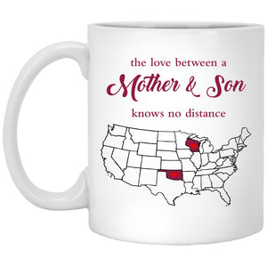 Oklahoma Wisconsin The Love Between Mother And Son Mug - Mug Teezalo