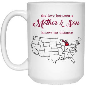 Rhode Island Michigan The Love Between Mother And Son Mug - Mug Teezalo