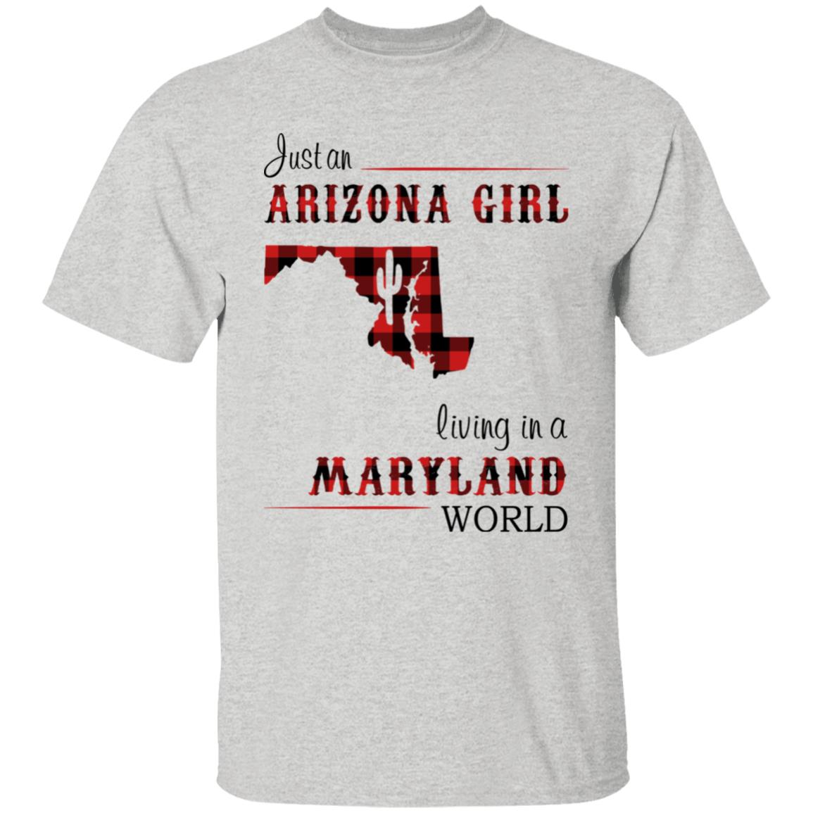 Just An Arizona Girl Living In A Maryland World T-shirt - T-shirt Born Live Plaid Red Teezalo