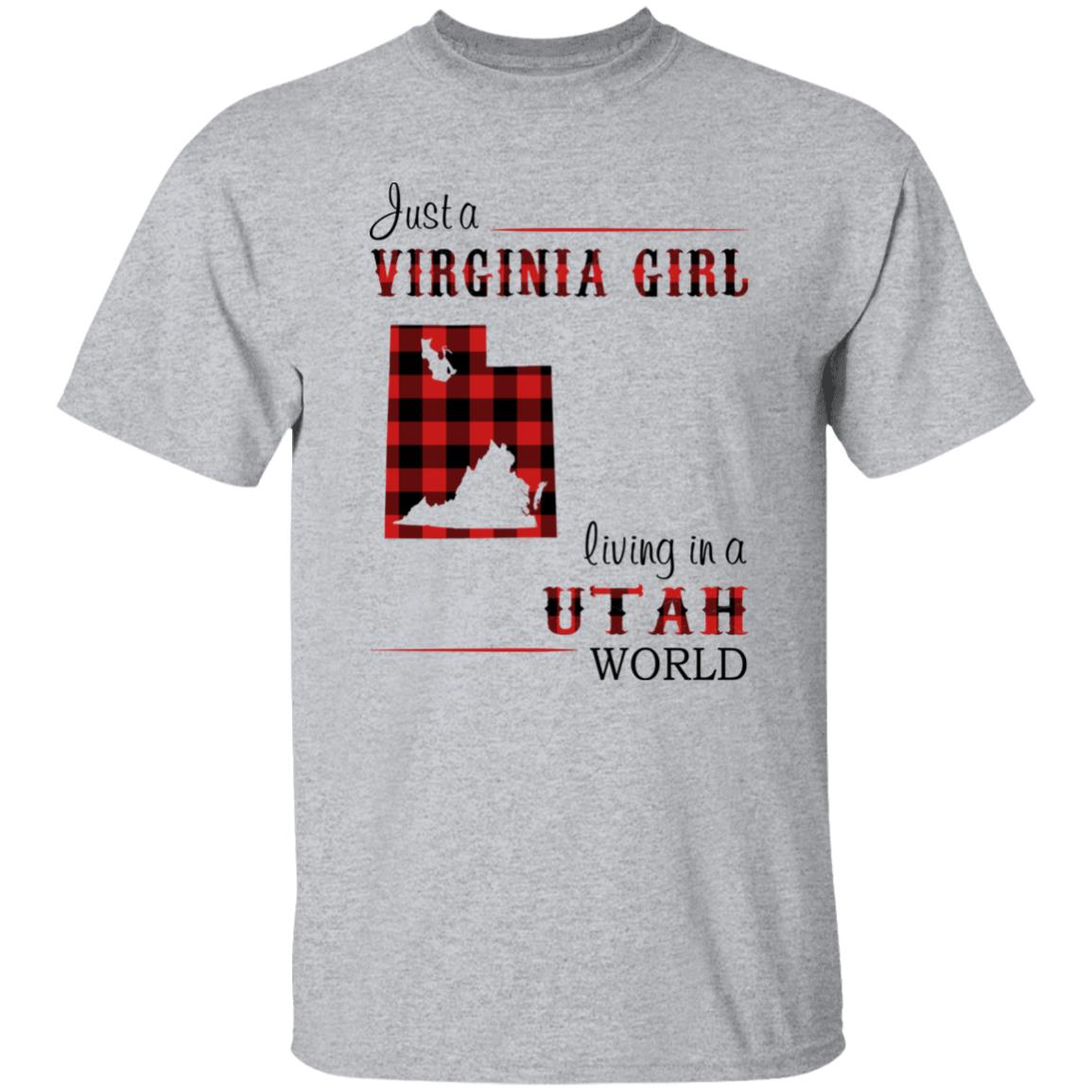 Just A Virginia Girl Living In A Utah World T-shirt - T-shirt Born Live Plaid Red Teezalo