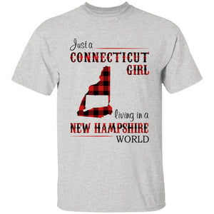 Just A Connecticut Girl Living In A New Hampshire World T-shirt - T-shirt Born Live Plaid Red Teezalo