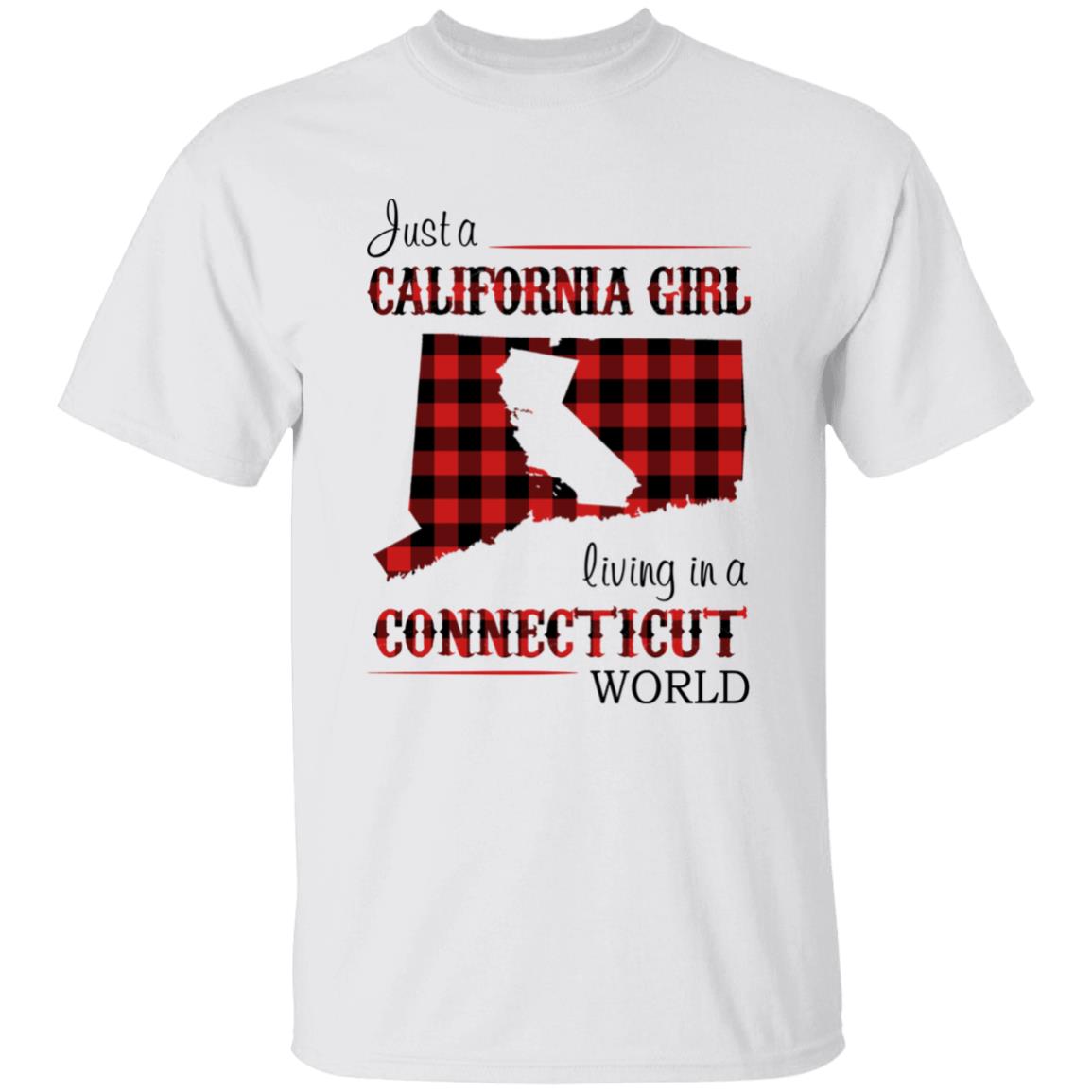Just A California Girl Living In A Connecticut World T-Shirt - T-shirt Born Live Plaid Red Teezalo