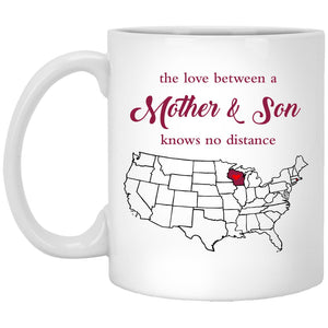 Wisconsin Rhode Island The Love Between Mother And Son Mug - Mug Teezalo