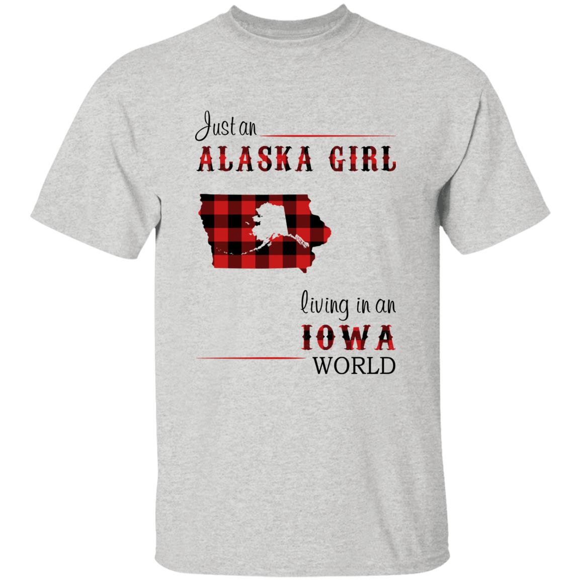 Just An Alaska Girl Living In An Iowa World T-shirt - T-shirt Born Live Plaid Red Teezalo