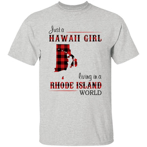 Just A Hawaii Girl Living In A Rhode Island World T-shirt - T-shirt Born Live Plaid Red Teezalo