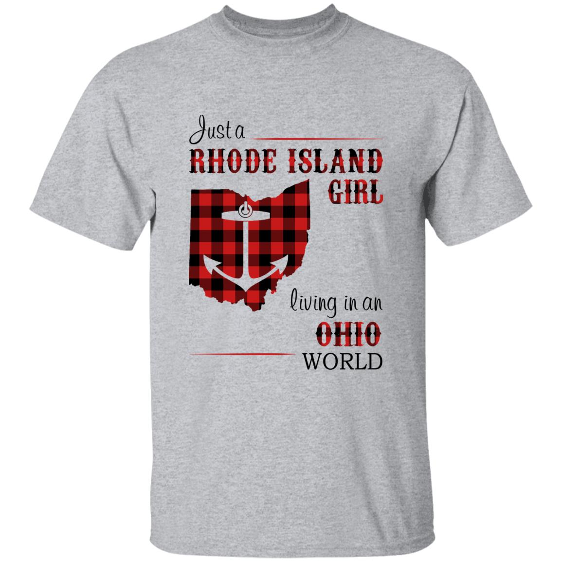 Just A Rhode Island Girl Living In An Ohio World T-shirt - T-shirt Born Live Plaid Red Teezalo
