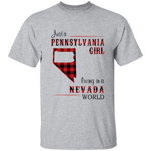 Just A Pennsylvania Girl Living In A Nevada World T-shirt - T-shirt Born Live Plaid Red Teezalo