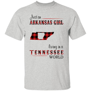 Just An Arkansas Girl Living In A Tennessee World T-shirt - T-shirt Born Live Plaid Red Teezalo