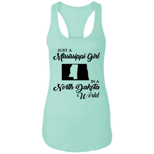 Just A Mississippi Girl In A North Dakota World T-Shirt - T-shirt Teezalo