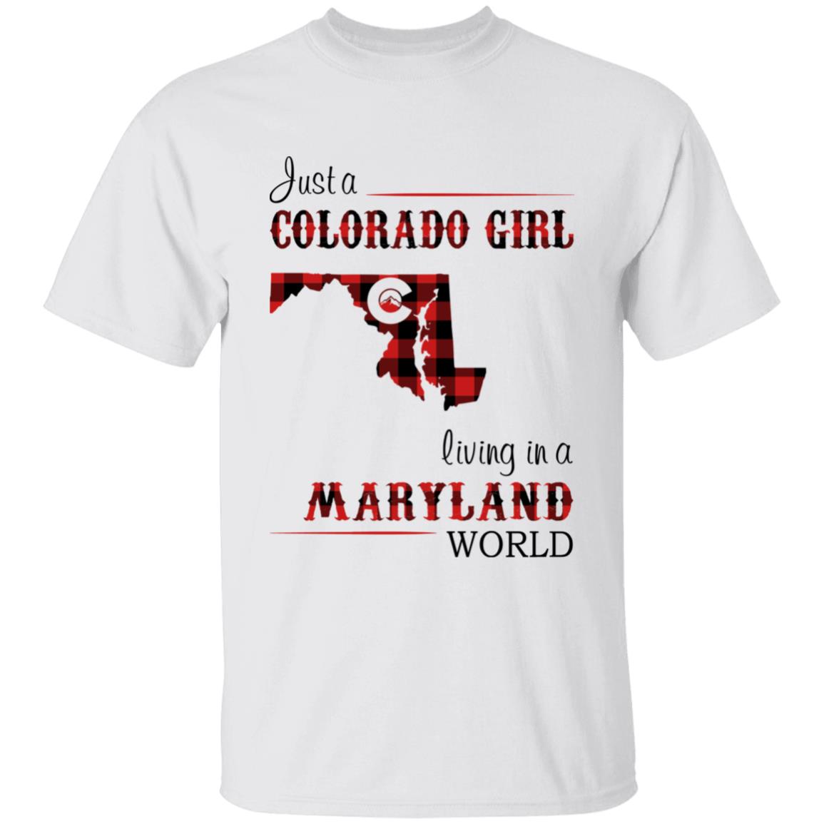 Just A Colorado Girl Living In A Maryland World T-shirt - T-shirt Born Live Plaid Red Teezalo