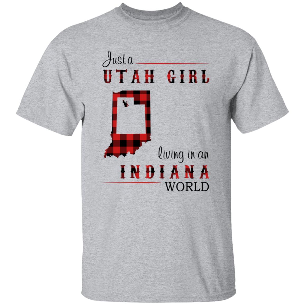 Just A Utah Girl Living In An Indiana World T-shirt - T-shirt Born Live Plaid Red Teezalo