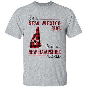 Just A New Mexico Girl Living In A New Hampshire World T-shirt - T-shirt Born Live Plaid Red Teezalo