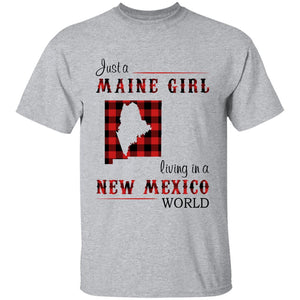 Just A Maine Girl Living In A New Mexico World T-shirt - T-shirt Born Live Plaid Red Teezalo