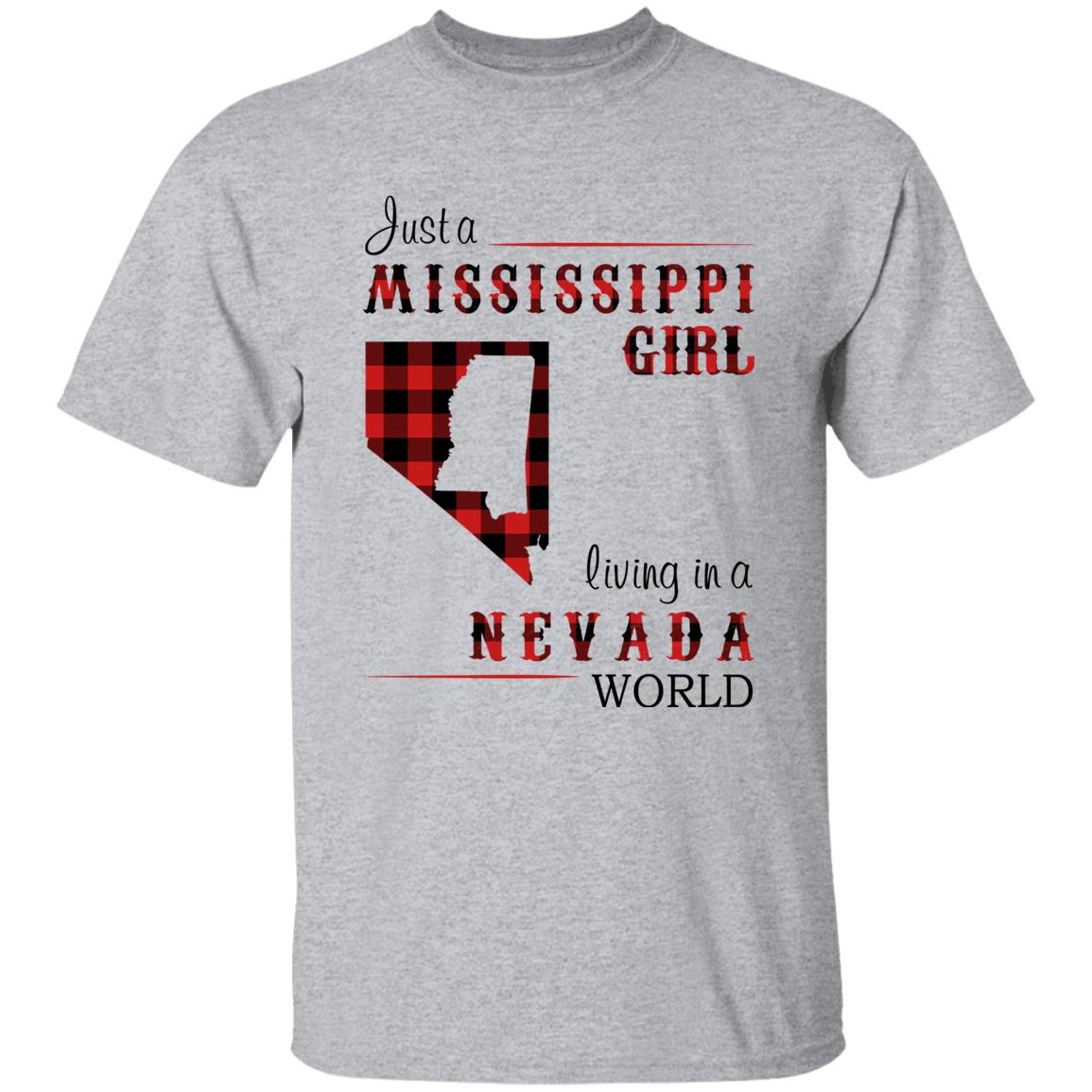 Just A Mississippi Girl Living In A Nevada World T-shirt - T-shirt Born Live Plaid Red Teezalo