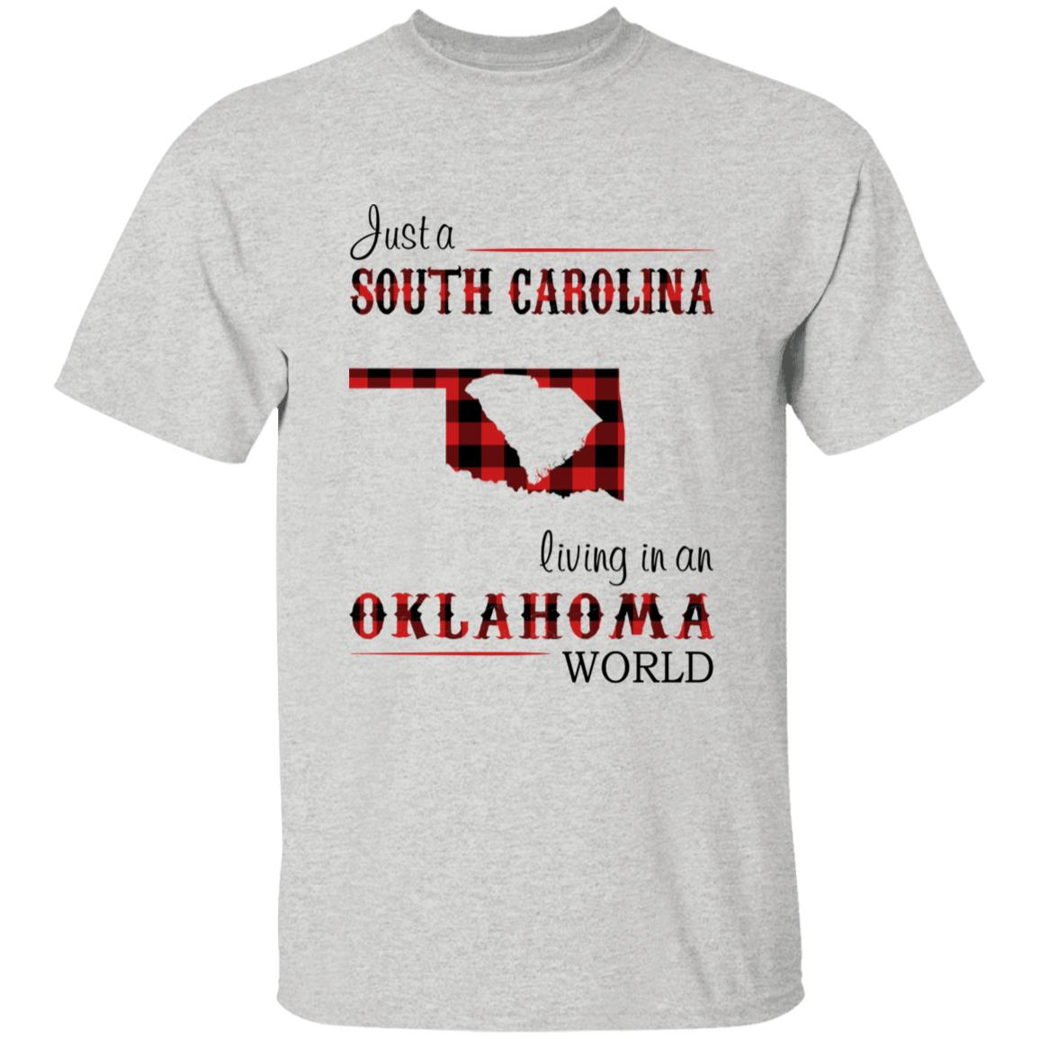 Just A South Carolina Girl Living In An Oklahoma World T-shirt - T-shirt Born Live Plaid Red Teezalo