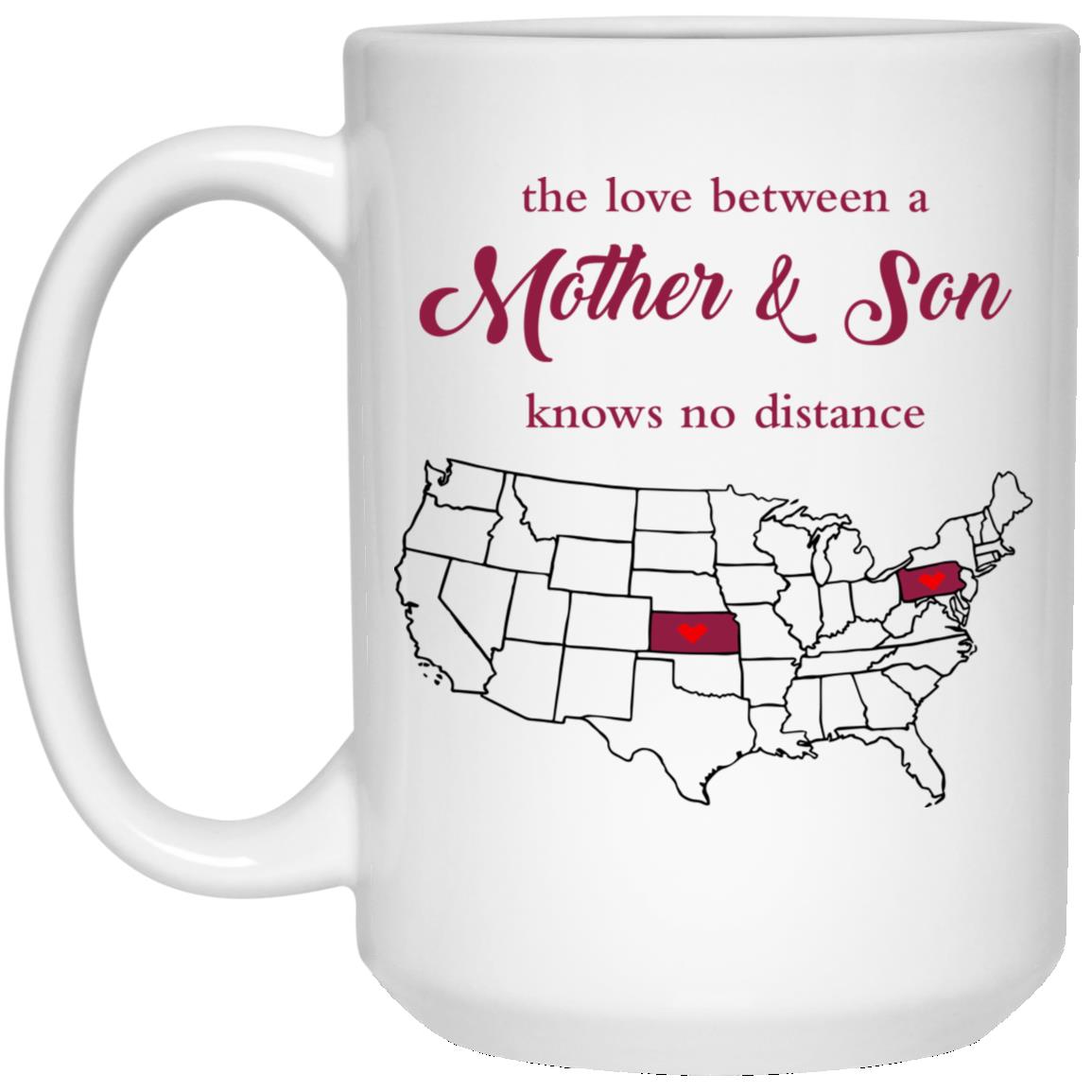 Kansas Pennsylvania The Love Between Mother And Son Mug - Mug Teezalo