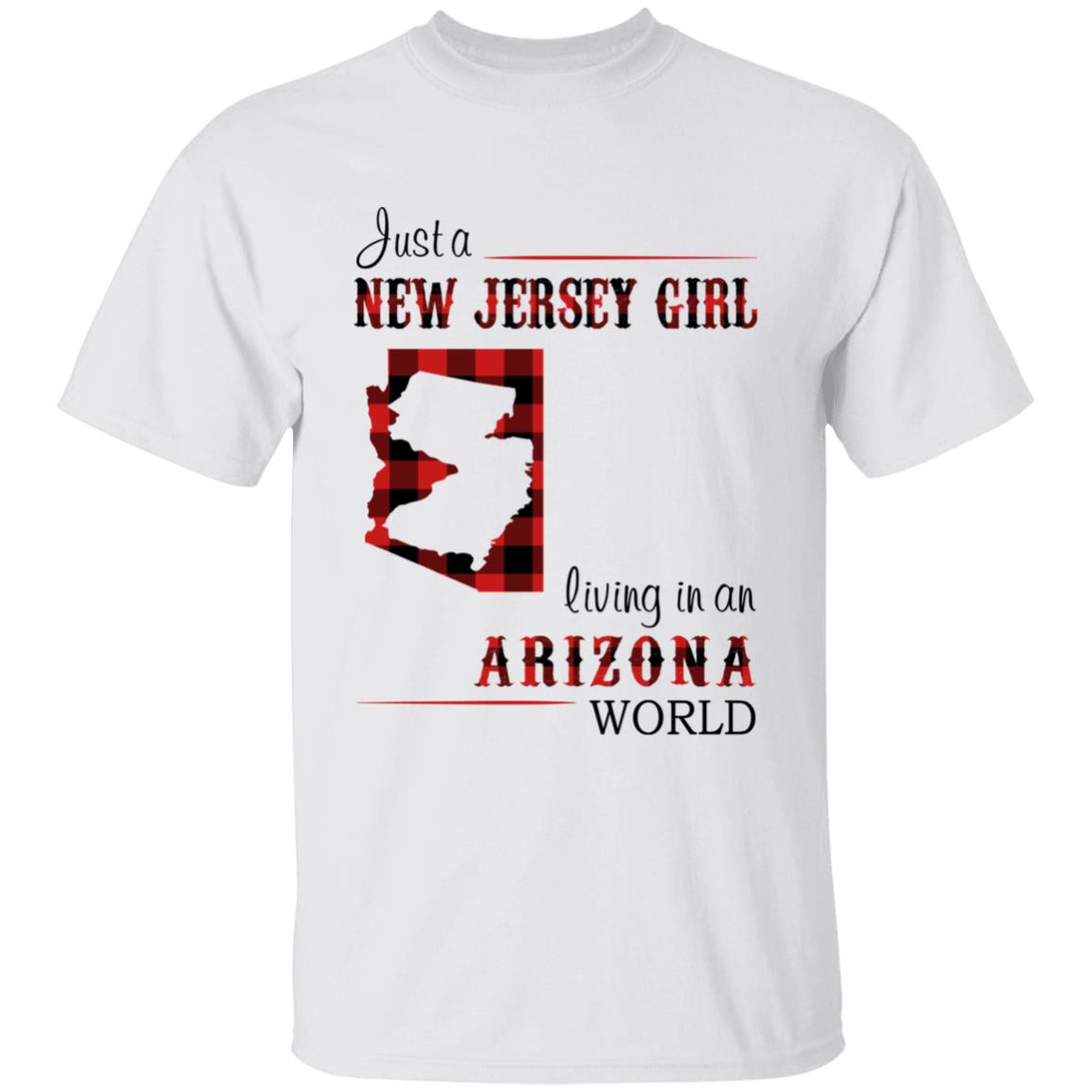 Just A New Jersey Girl Living In An Arizona World T-shirt - T-shirt Born Live Plaid Red Teezalo