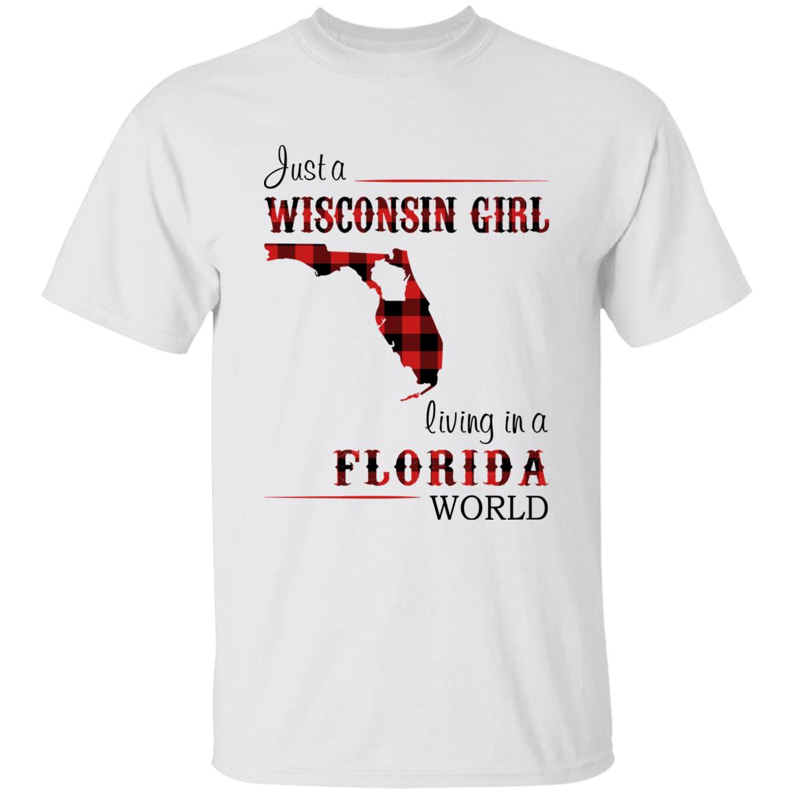 Just A Wisconsin Girl Living In A Florida World T-shirt - T-shirt Born Live Plaid Red Teezalo