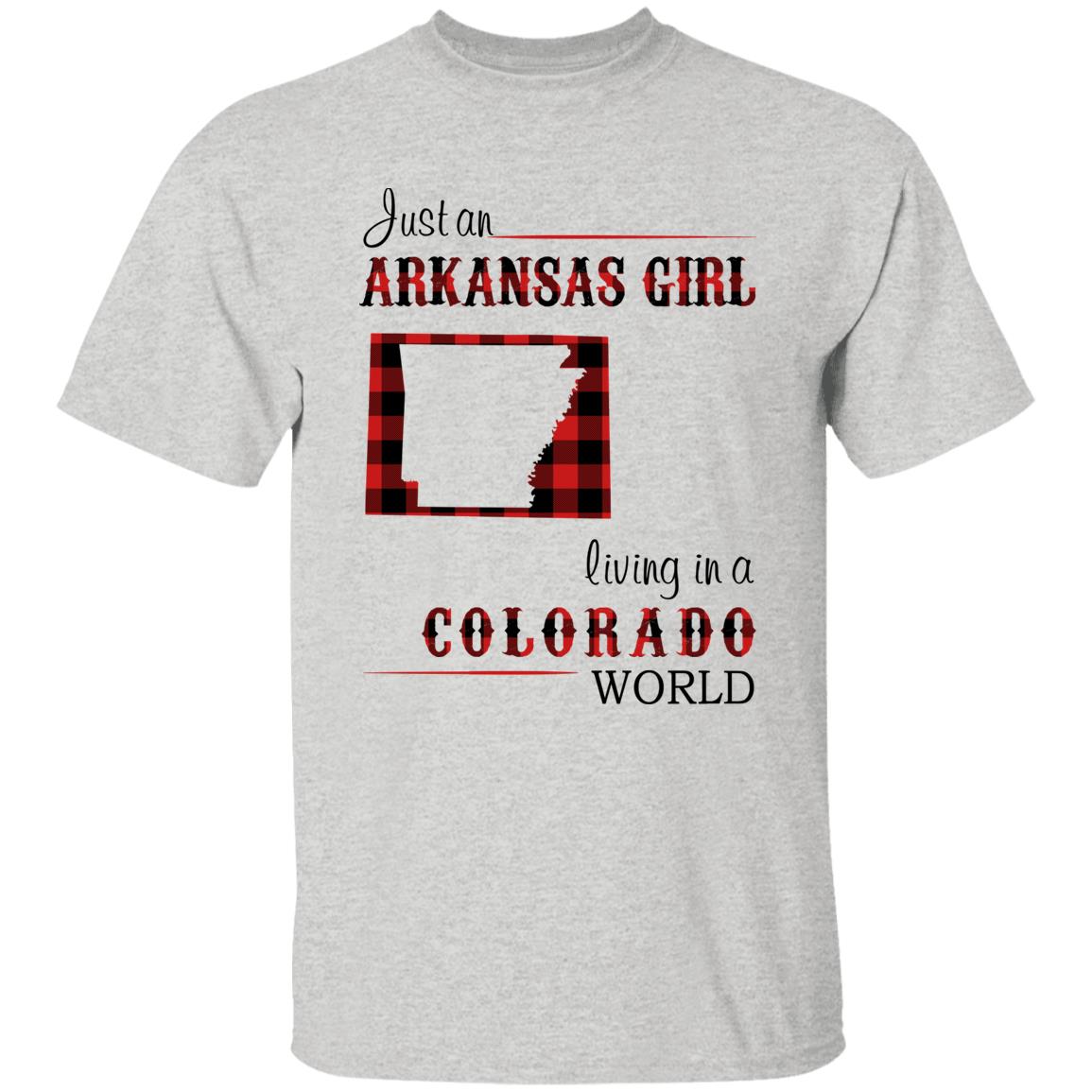 Just An Arkansas Girl Living In A Colorado World T-shirt - T-shirt Born Live Plaid Red Teezalo
