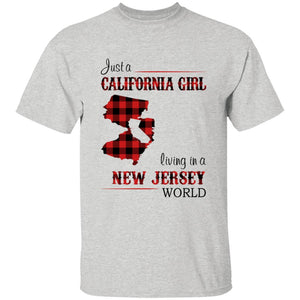 Just A California Girl Living In A New Jersey World T-Shirt - T-shirt Born Live Plaid Red Teezalo