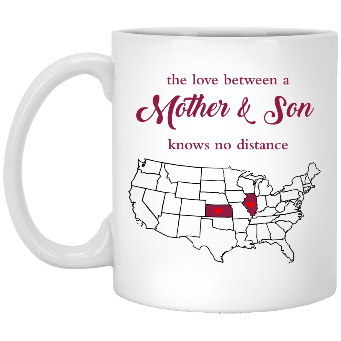 Illinois Kansas The Love Between Mother And Son Mug - Mug Teezalo