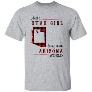 Just A Utah Girl Living In An Arizona World T-shirt - T-shirt Born Live Plaid Red Teezalo