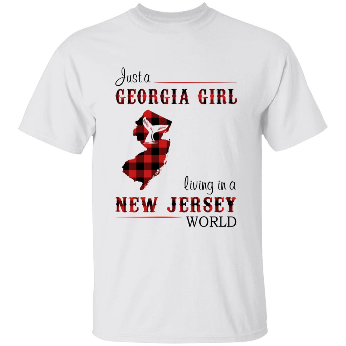 Just A Georgia Girl Living In A New Jersey World T-shirt - T-shirt Born Live Plaid Red Teezalo