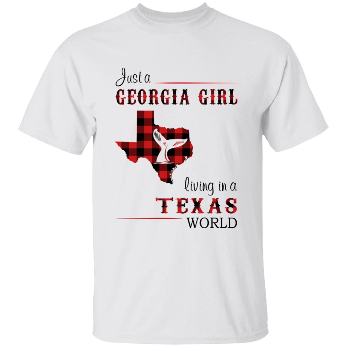 Just A Georgia Girl Living In A Texas World T-shirt - T-shirt Born Live Plaid Red Teezalo